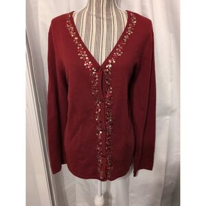 Vintage JACKLYN SMITH NWT SIZE XL‎ HOLIDAY CLASSIC EMBELLISHED CARDIGAN XL